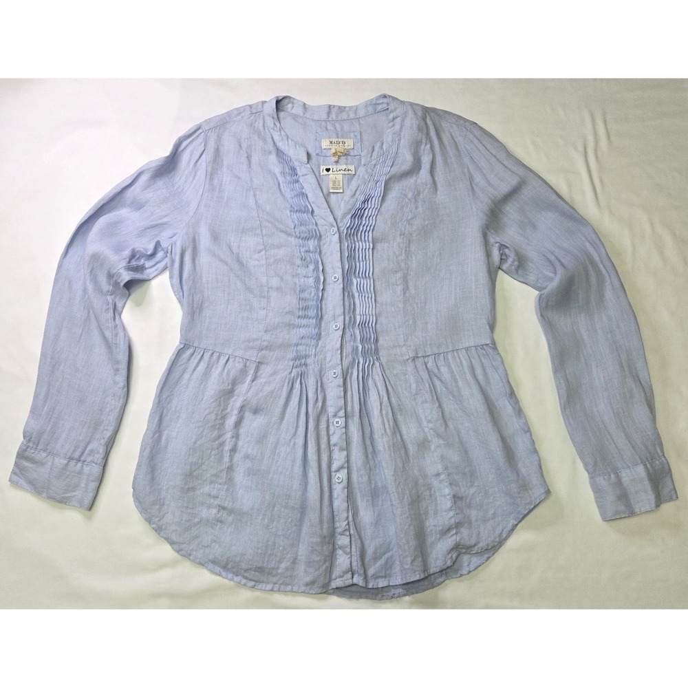 Malvin Women's Linen Pintuck Popover Tunic Size 10 Lagenlook Sustainable Ethical